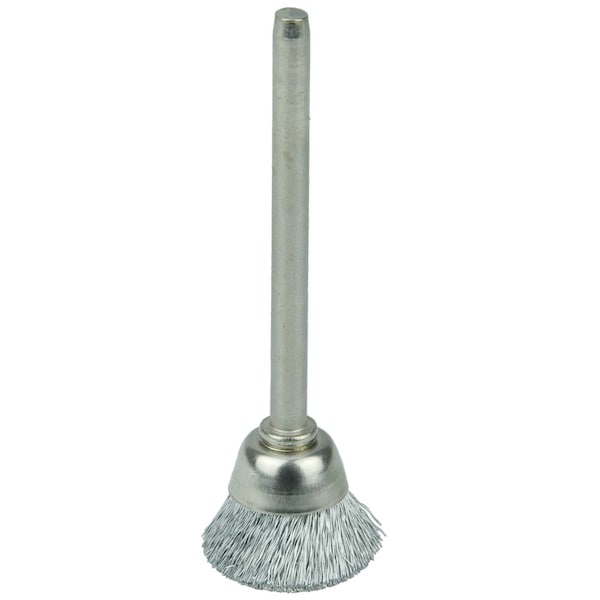 Weiler 5/8" Miniature Wire Cup Brush, .003" Steel Fill, 1/8" Stem 26071 - main